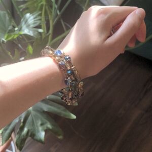 Felicia beaded bracelet gold iridescent bead wrap bracelet